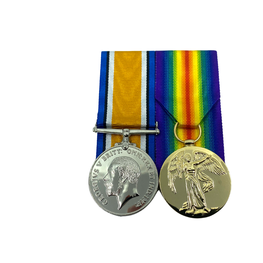 Medals WW1 Pair Court Mounted