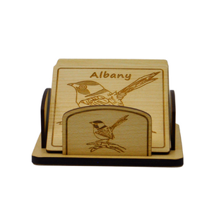 Coaster Set 6 in Stand Blue Wren