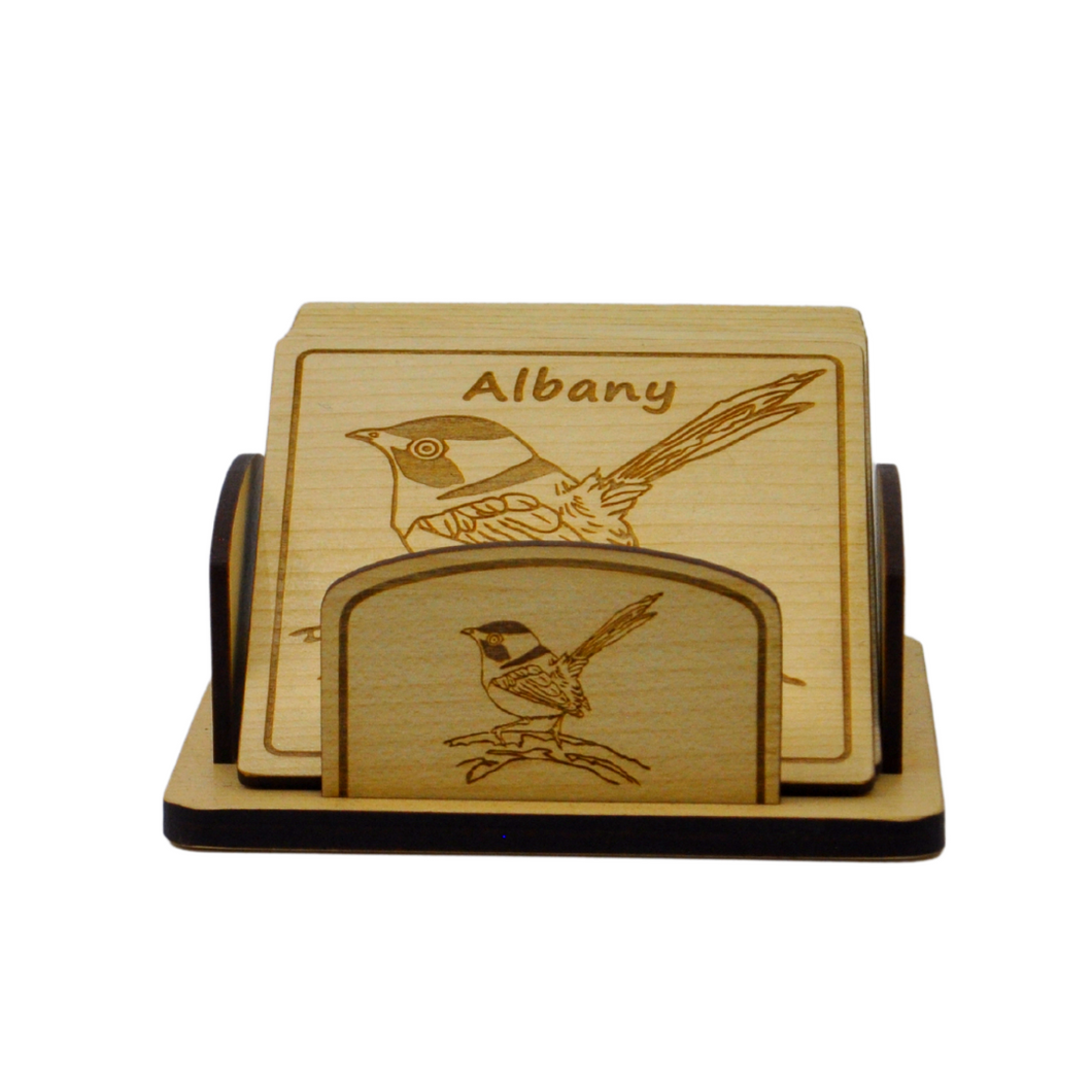 Coaster Set 6 in Stand Blue Wren